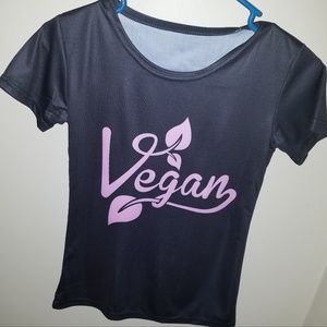 Black Vegan T Shirt - Short Sleeves - Small